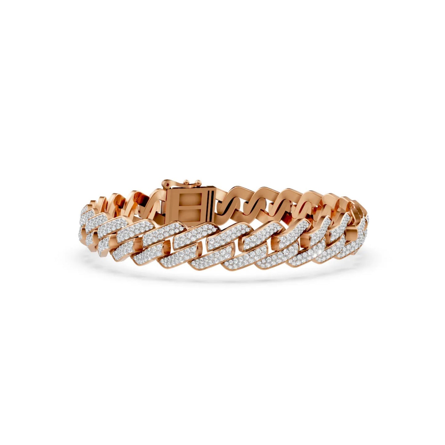 Cuban Link Lab-Grown Diamond Bracelet Rose Gold