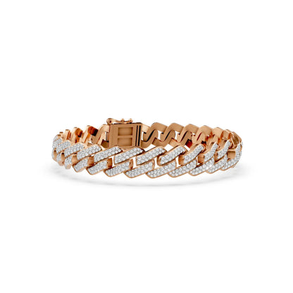 Cuban Link Lab-Grown Diamond Bracelet Rose Gold
