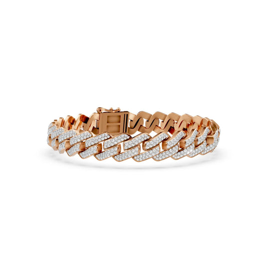 Cuban Link Lab-Grown Diamond Bracelet Rose Gold