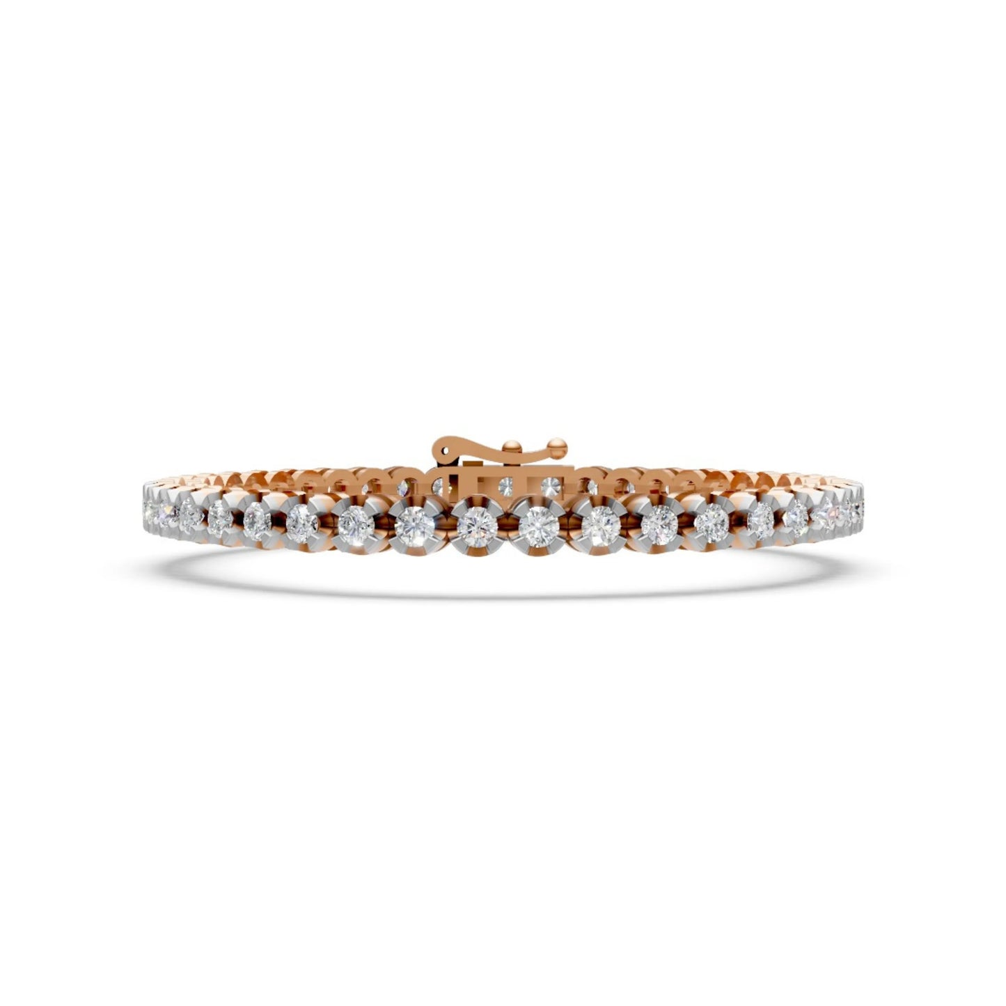 Round Diamond Tennis Bracelet Rose Gold