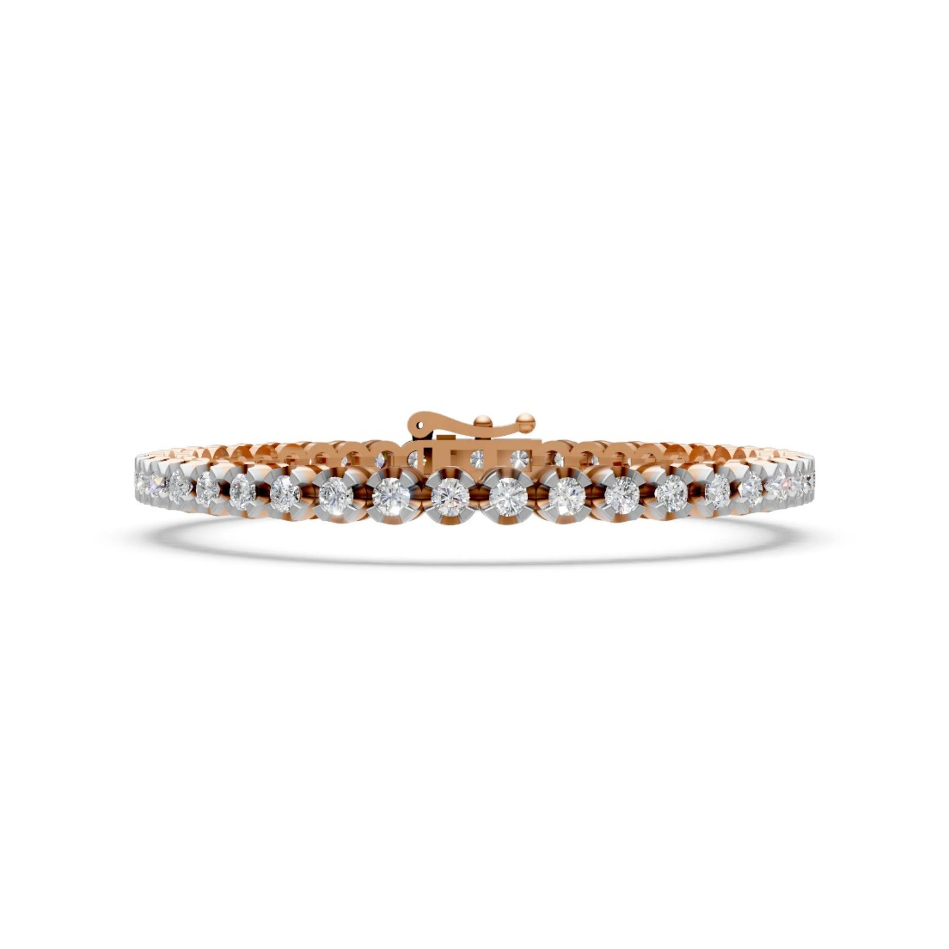 Round Diamond Tennis Bracelet Rose Gold