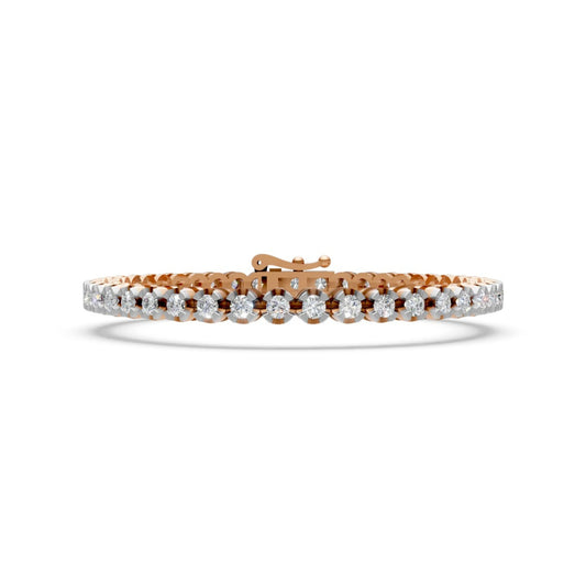 Round Diamond Tennis Bracelet Rose Gold