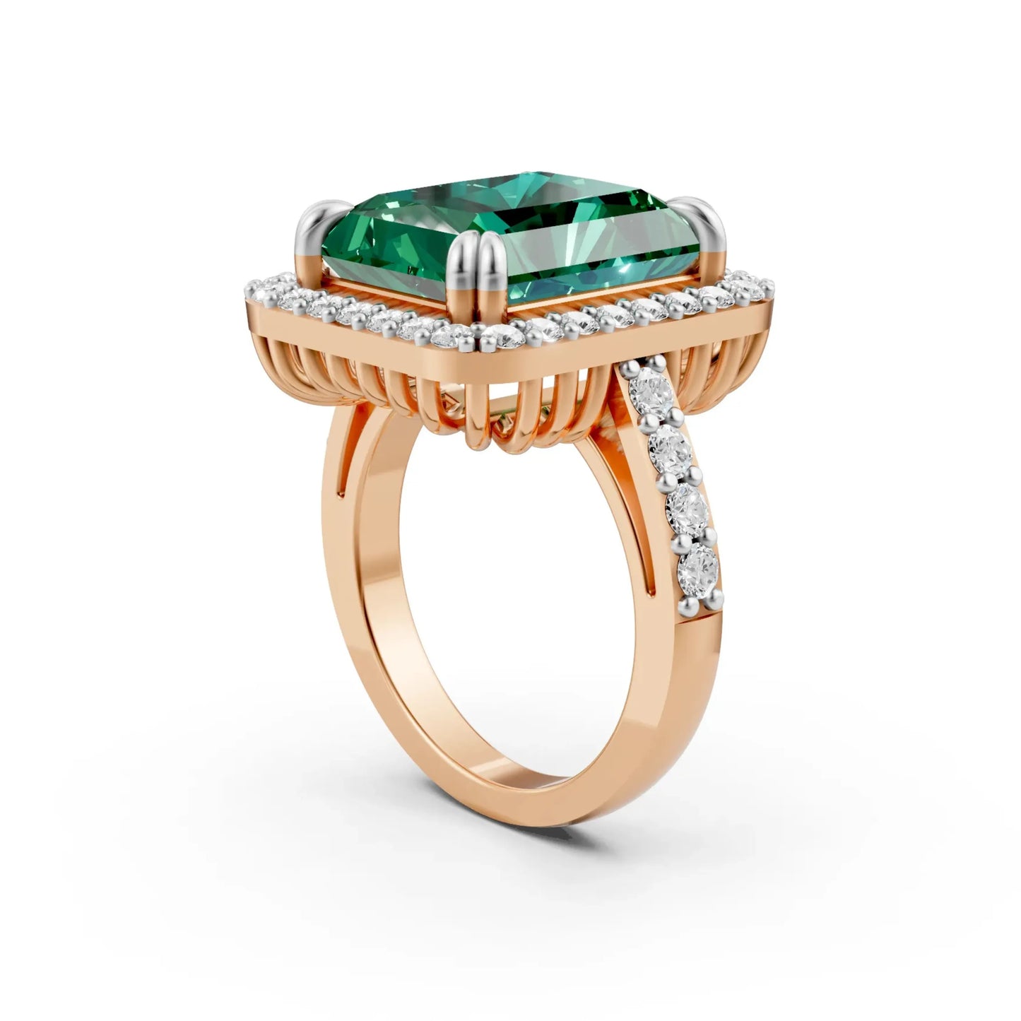 Cushion Halo Statement Ring Rose Gold