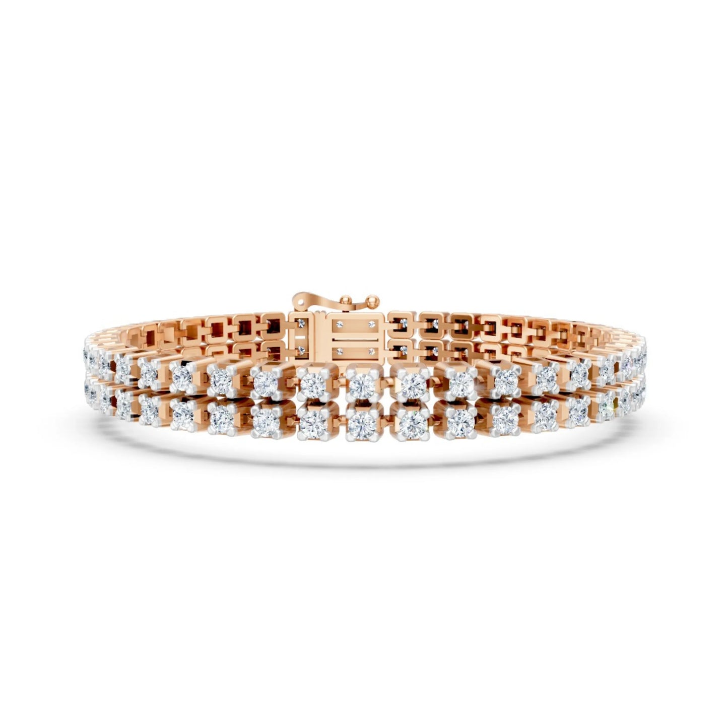 Double Row Diamond Tennis Bracelet Rose Gold