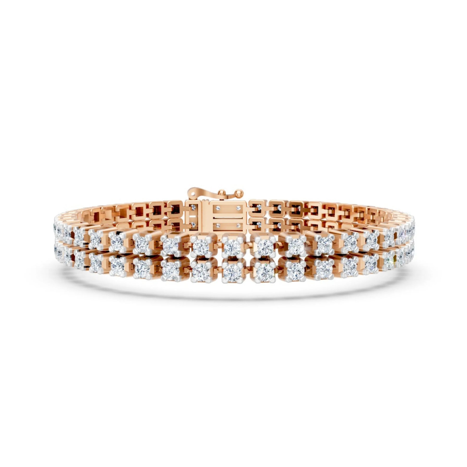 Double Row Diamond Tennis Bracelet Rose Gold