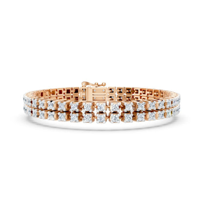 Double Row Diamond Tennis Bracelet Rose Gold