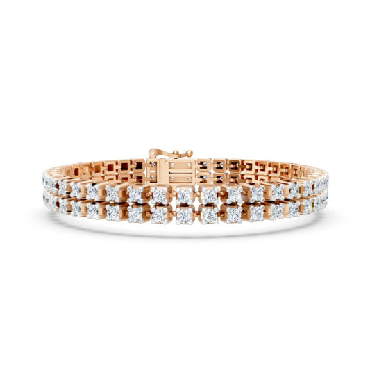 Double Row Diamond Tennis Bracelet Rose Gold