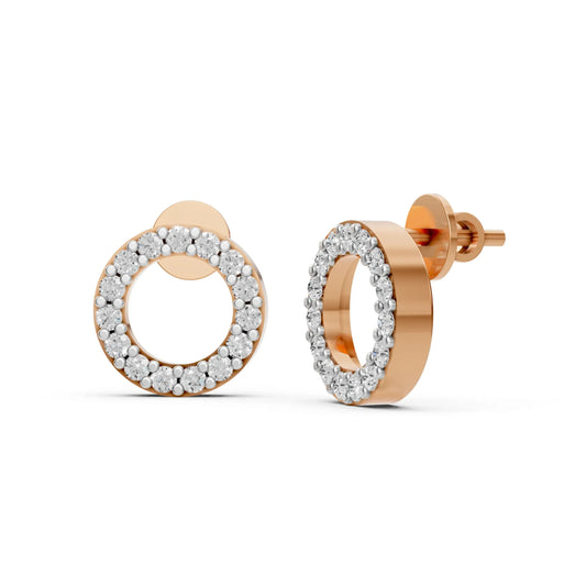 Open Circle Diamond Stud Earrings Rose Gold
