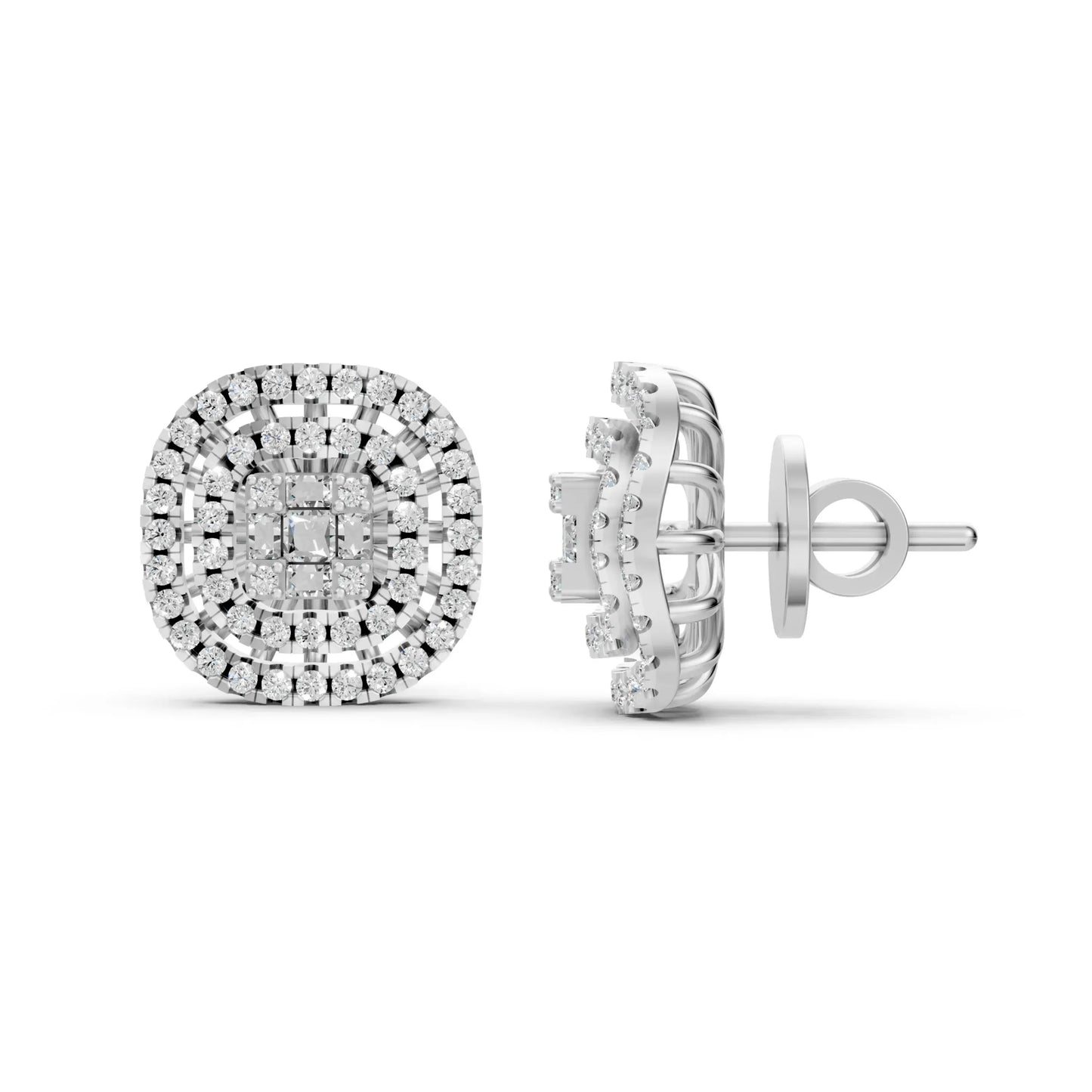Vintage-Inspired Diamond Stud Earrings White Gold