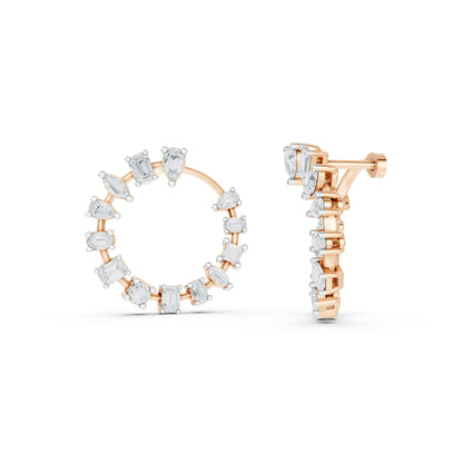 Multi-Cut Diamond Hoop Earrings