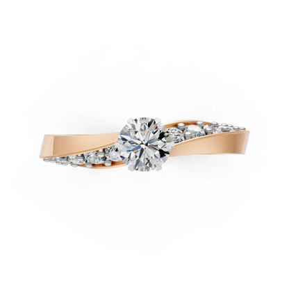 Modern Spark Solitaire Ring Rose Gold