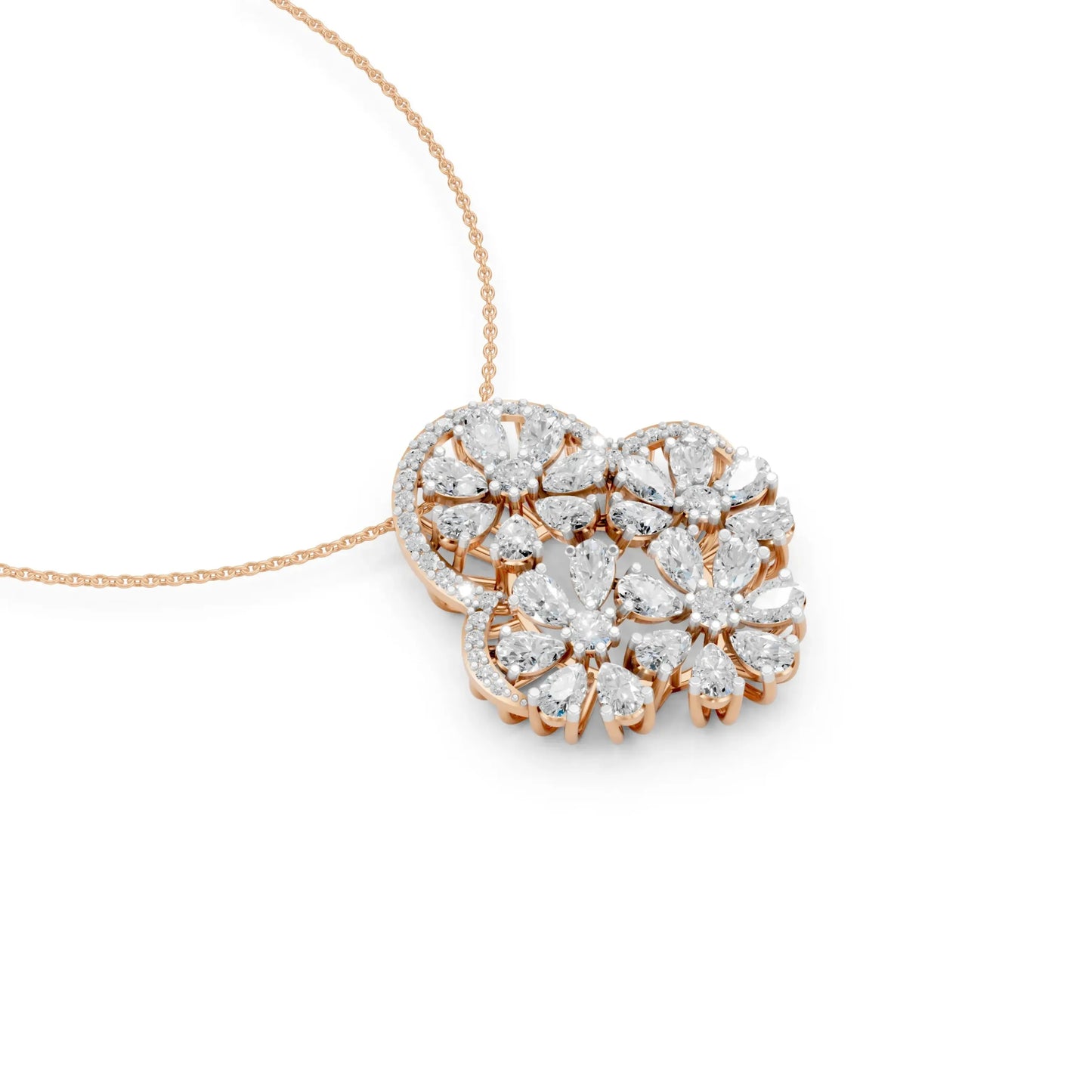 Floral Cluster Pendant Rose Gold