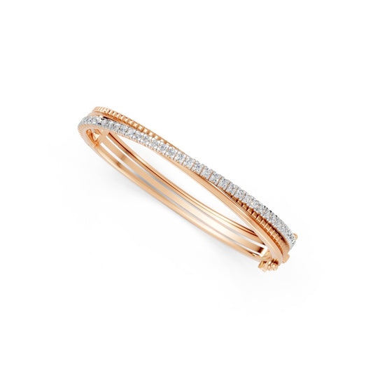 Contemporary Triple-Band Diamond Bangle Rose Gold
