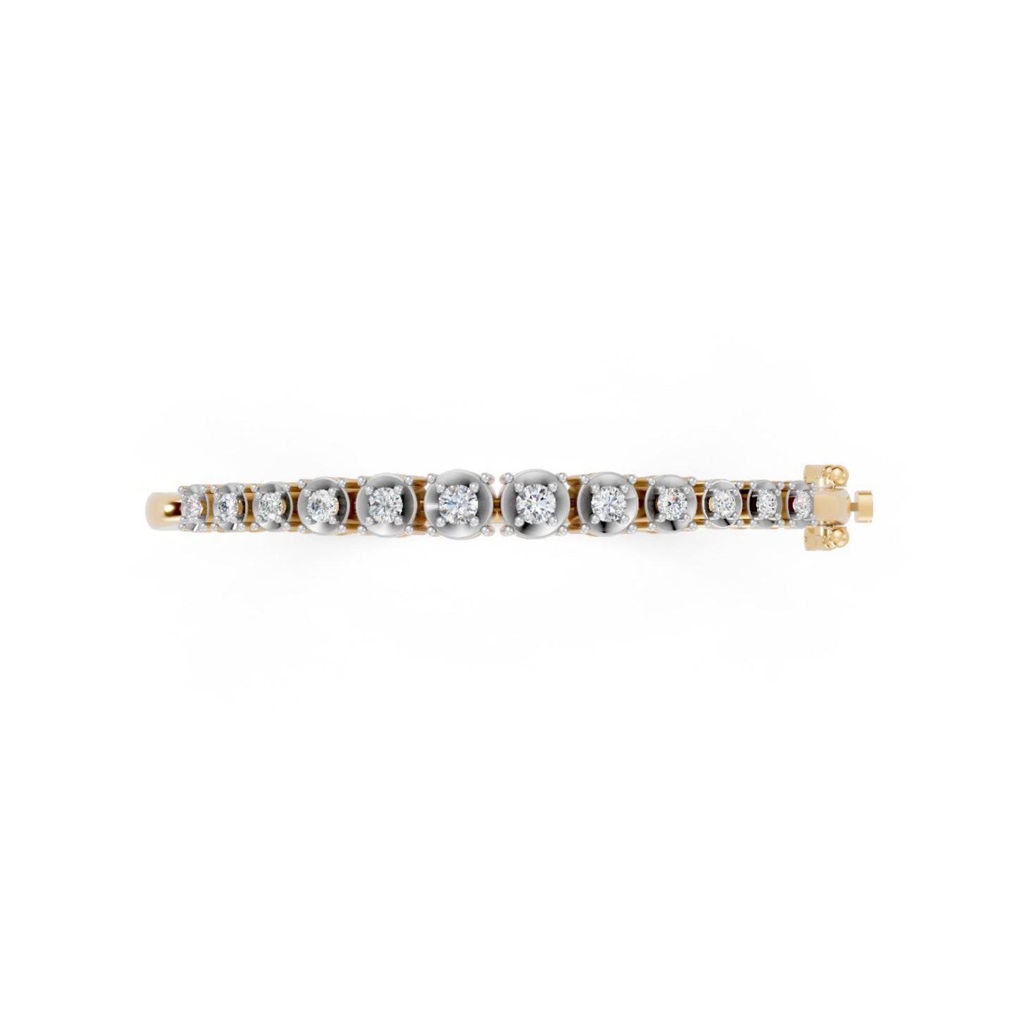 Elegant Round-Cut Diamond Bangle  Yellow Gold