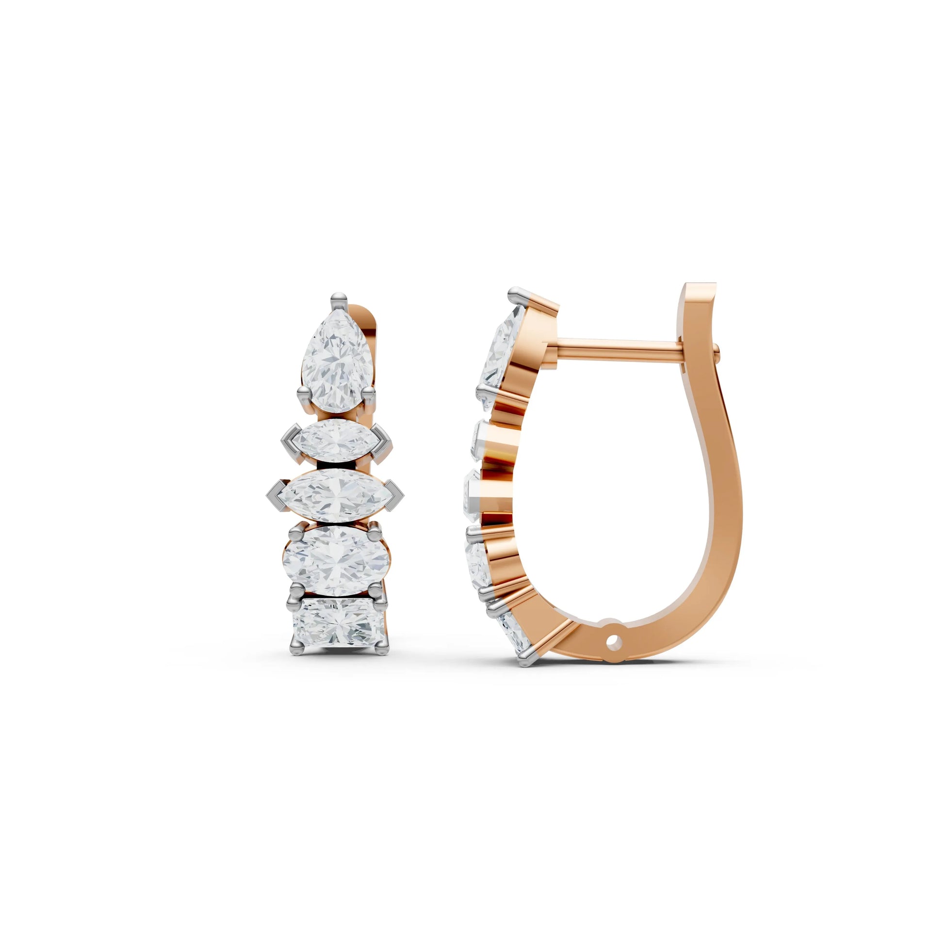 Elegant Diamond Hoop Earrings Rose Gold