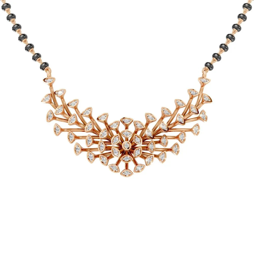 Contemporary Diamond Floral Mangalsutra with Marquise Accents Rose Gold
