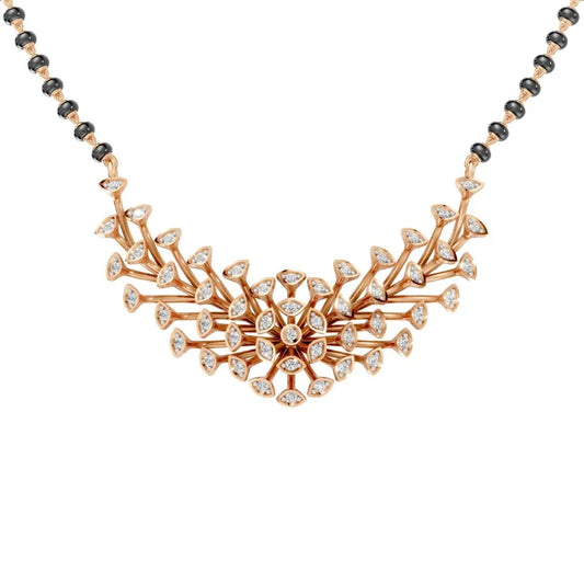 Contemporary Diamond Floral Mangalsutra with Marquise Accents Rose Gold
