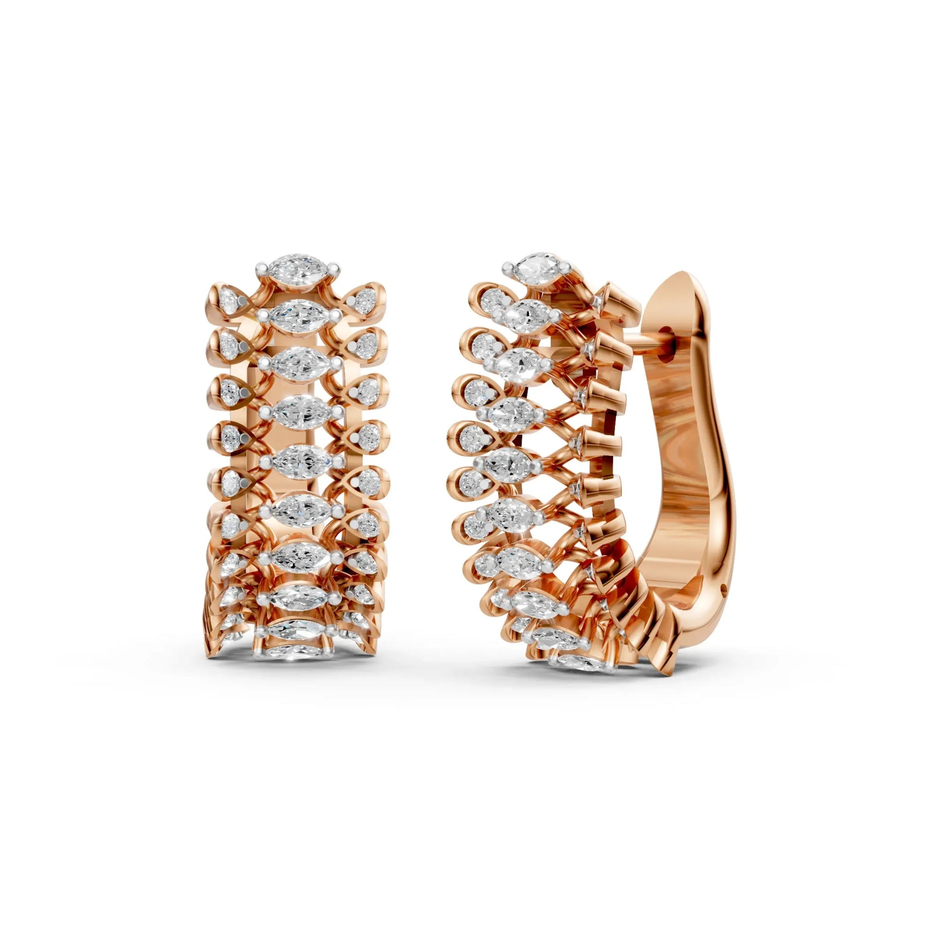 Marquise Half Hoop Earrings Rose Gold