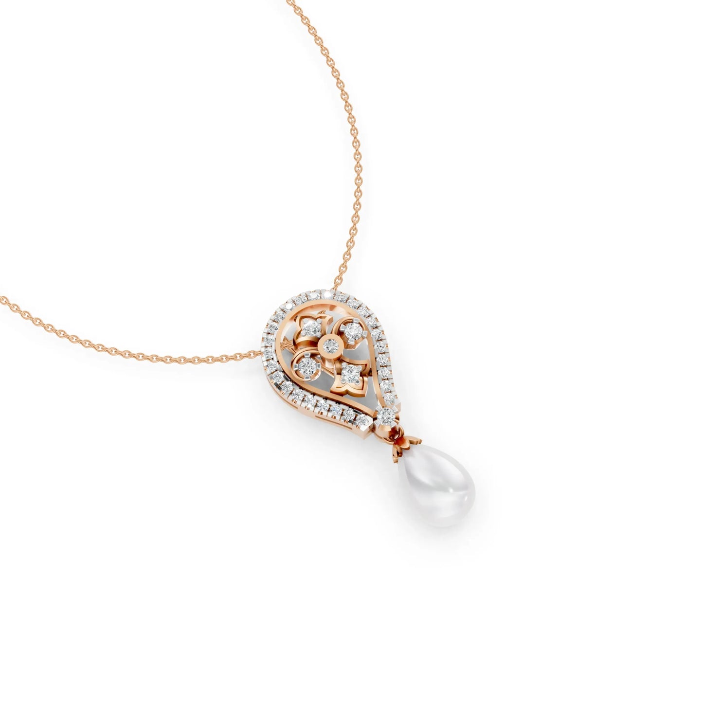 Teardrop Pearl Pendant Rose Gold