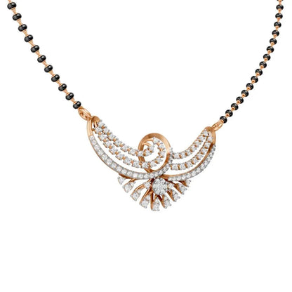 Designer Diamond Mangalsutra with Swirl Pattern Pendant Rose Gold