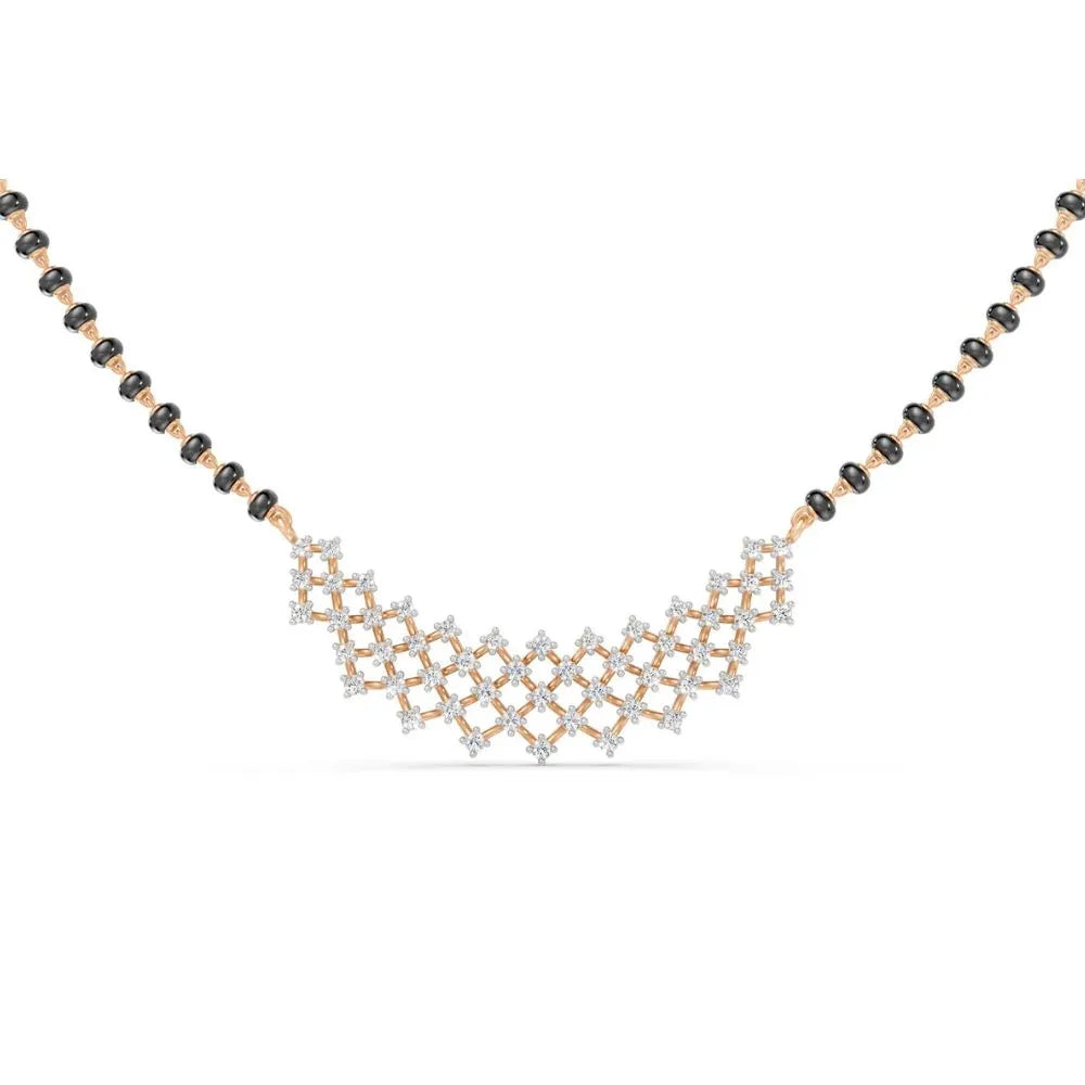 Elegant Diamond Mesh Pattern Mangalsutra Design Rose Gold