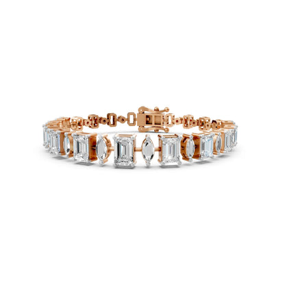 Elegant Emerald and Marquise Diamond Bracelet Rose Gold