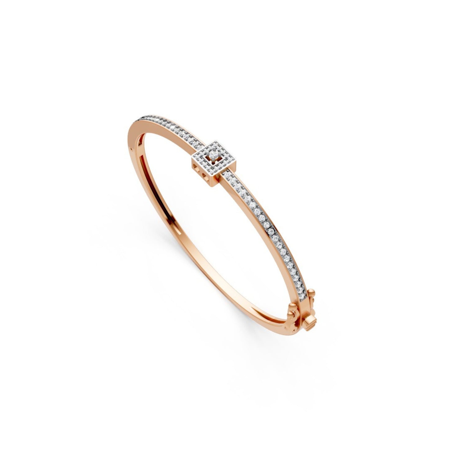 Classic Diamond Halo Bangle Rose Gold
