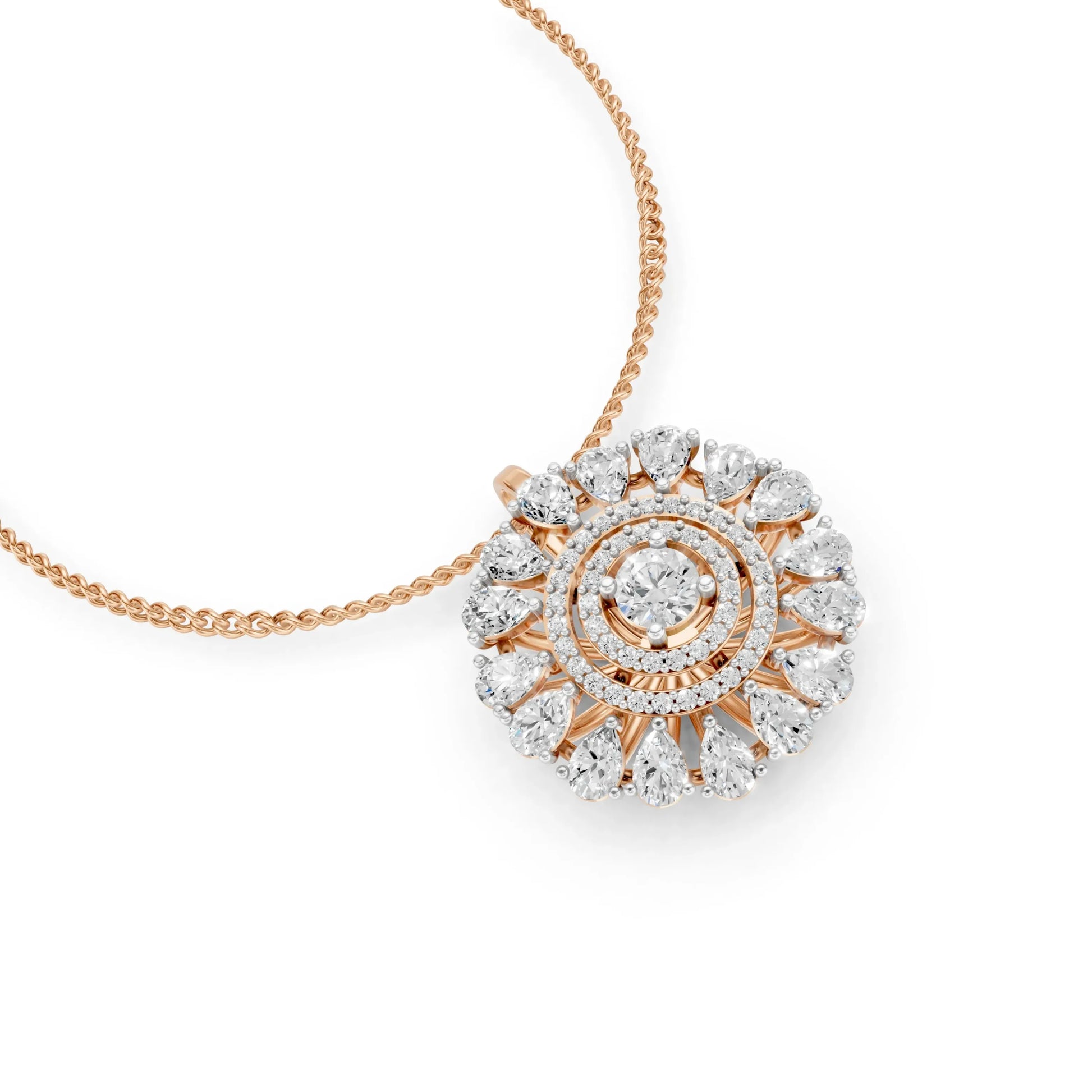 Grand Halo Pendant Rose Gold