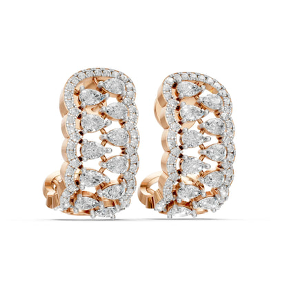 Pear Half-Hoop Earrings Rose Gold