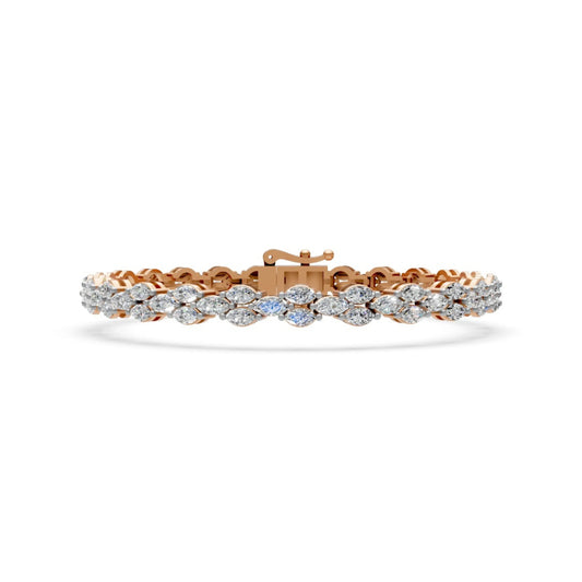 Elegant Diamond Bracelet with Marquise-Cut Stones Rose Gold