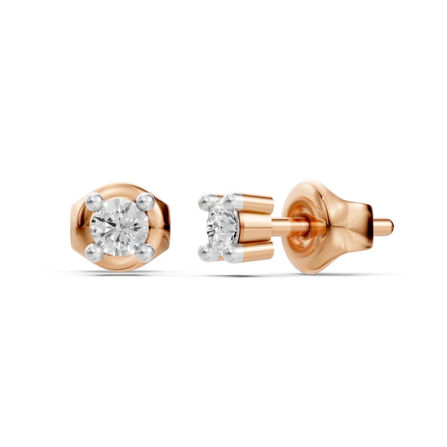 Classic Round Stud Earrings Rose Gold