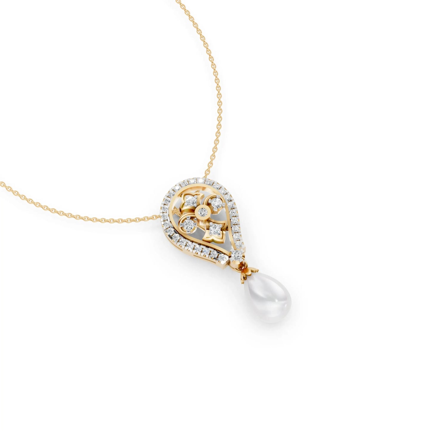Teardrop Pearl Pendant Yellow Gold