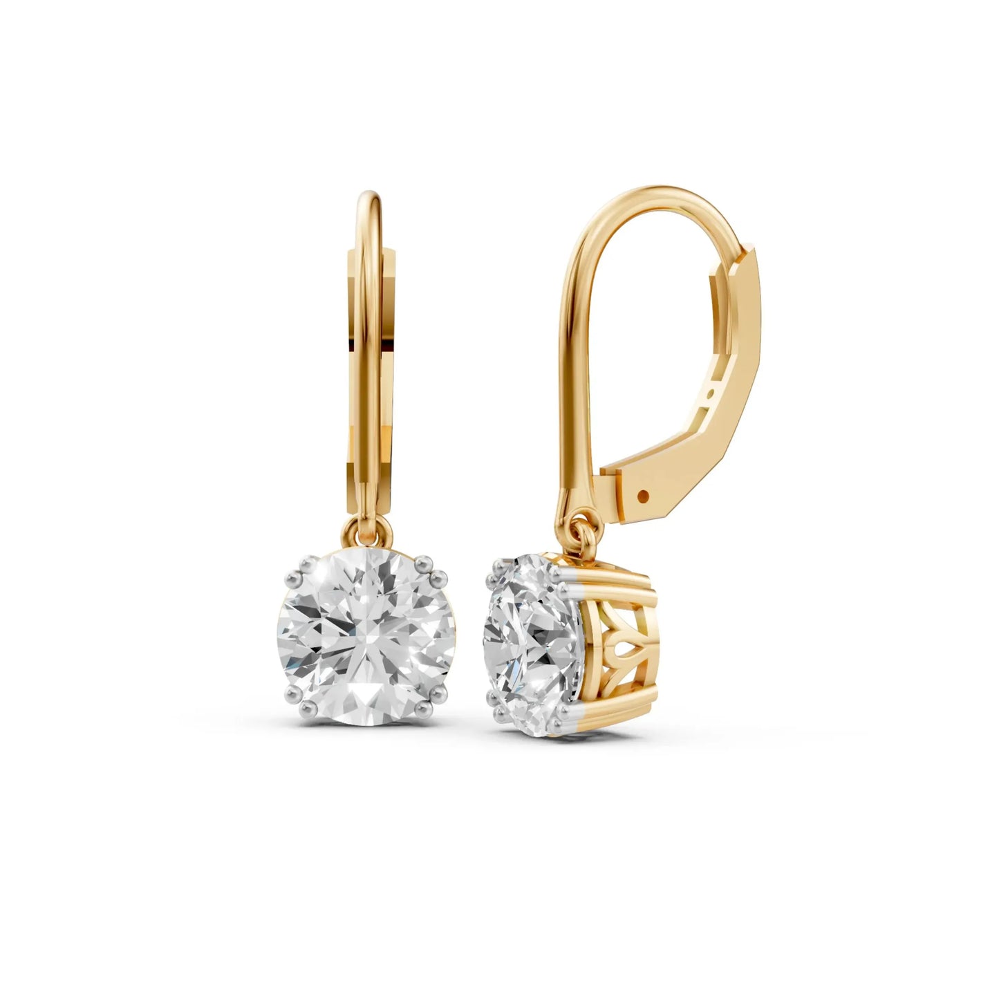 Round Solitaire Drop Earringsb Yellow Gold