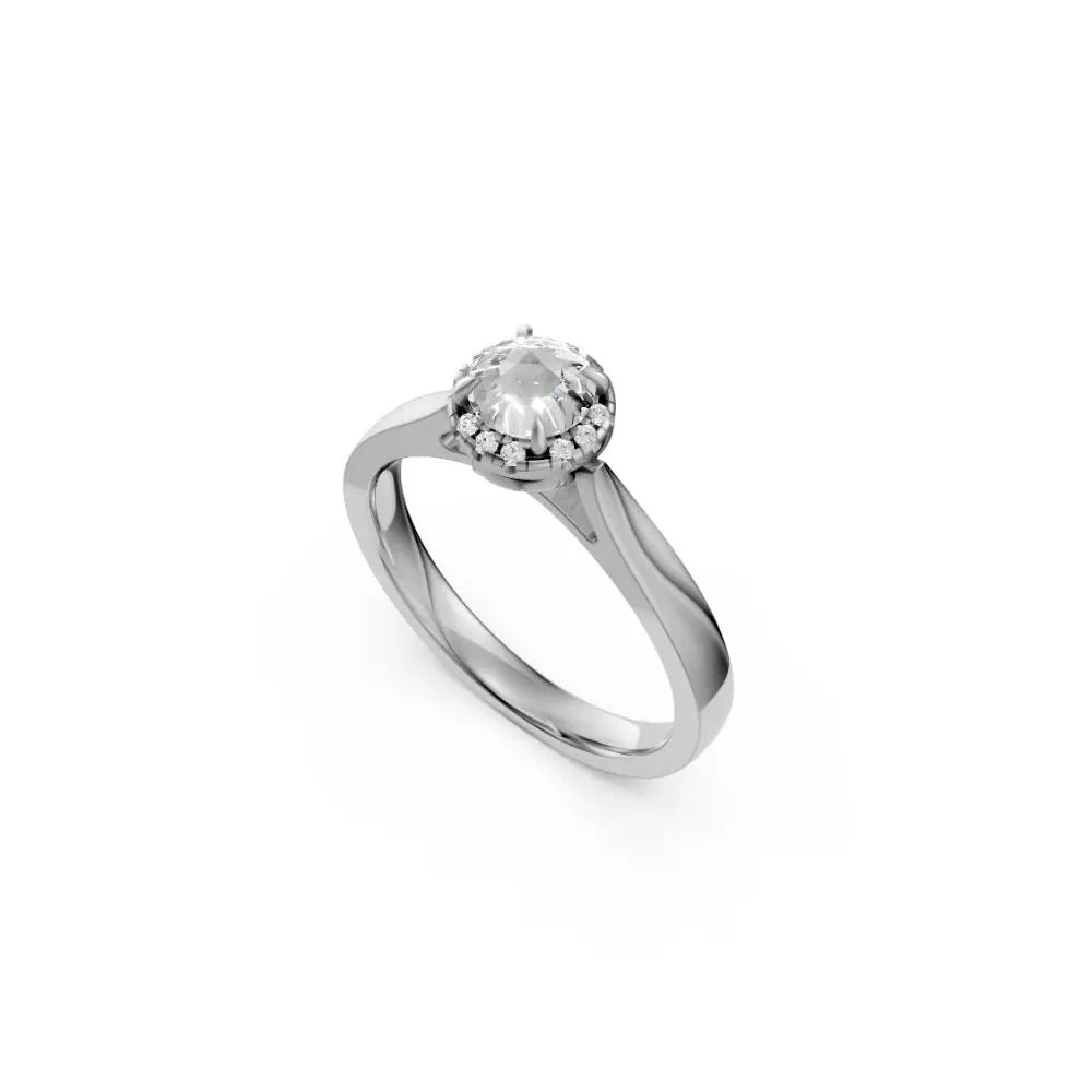 Hidden Heart Round Solitaire Ring White Gold