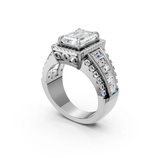 Emerald Baguette Ring White Gold