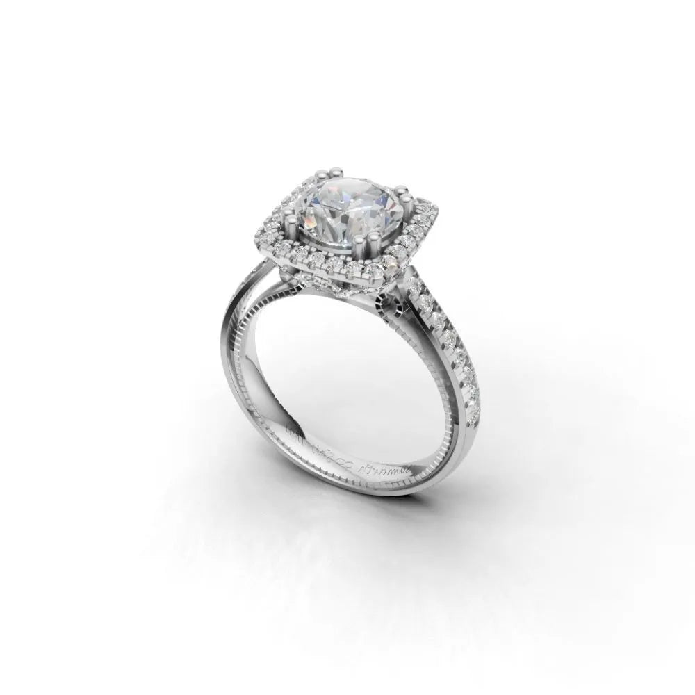 Vintage Glow Halo Engagement Ring White Gold