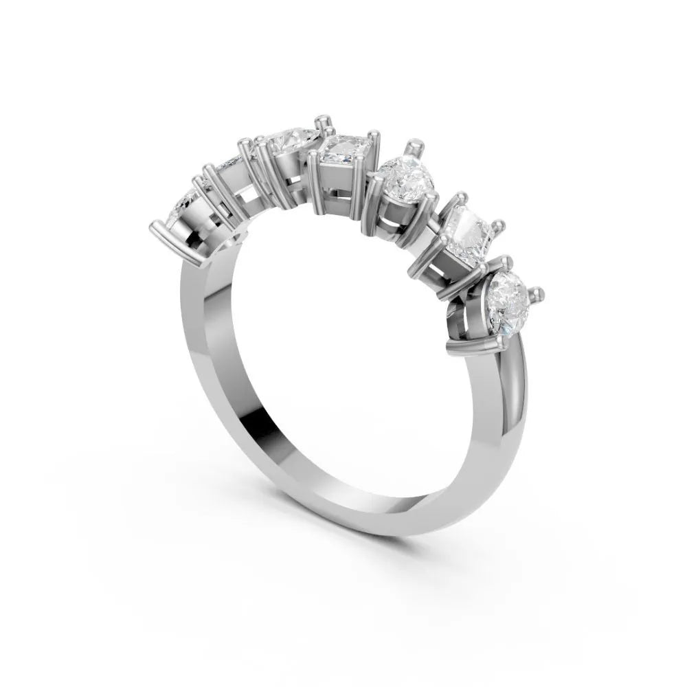 DualCut Pear-Emerald Diamond Band White Gold