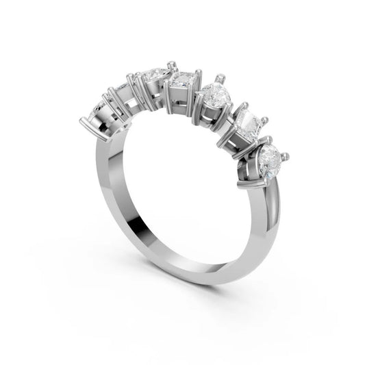 DualCut Pear-Emerald Diamond Band White Gold