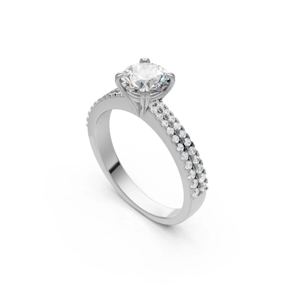DoubleRow Sparkle Solitaire Ring  White Gold