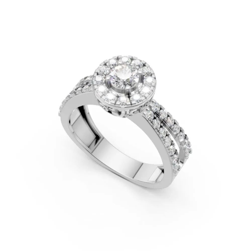 FloralLace Vintage Halo Ring White Gold