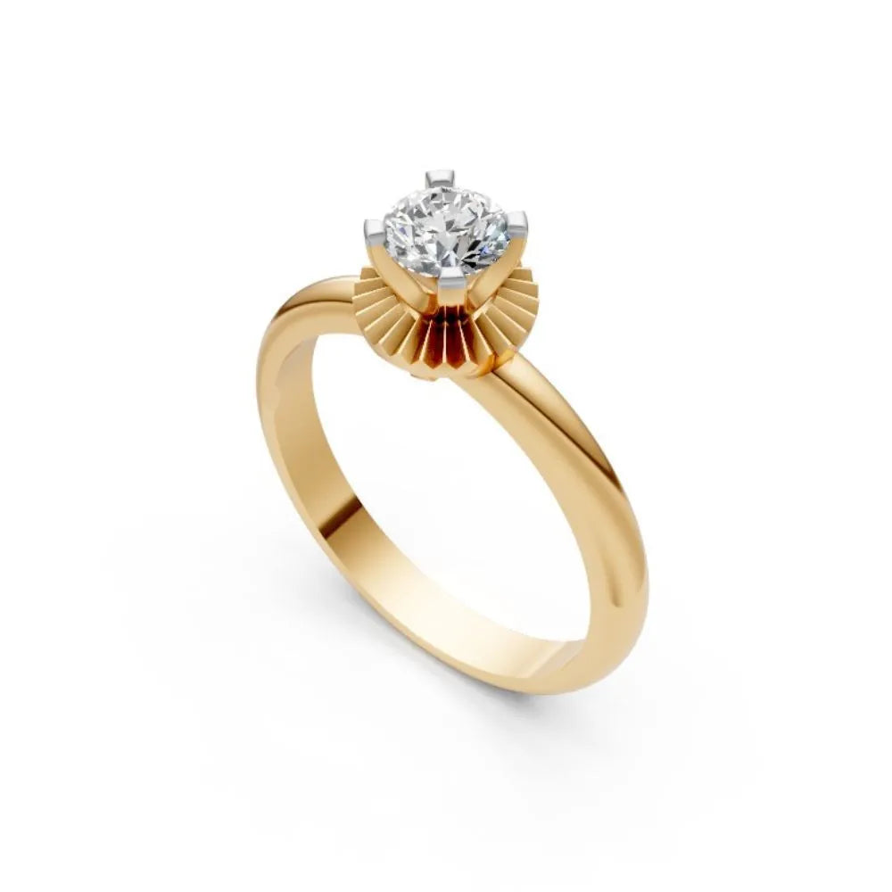Pleated Grace Solitaire Ring Yellow Gold