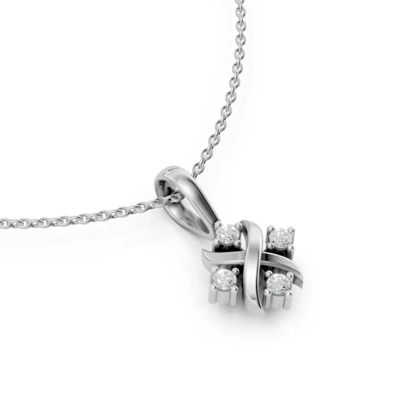 Cross Cluster Pendant White Gold