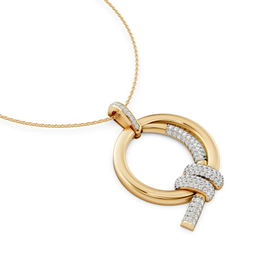 Circle Knot Diamond Pendant Yellow Gold