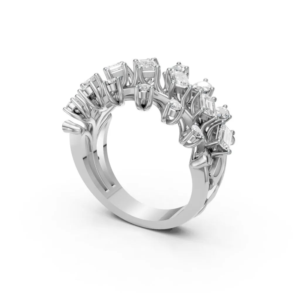 BloomAura Floral Diamond Ring White Gold