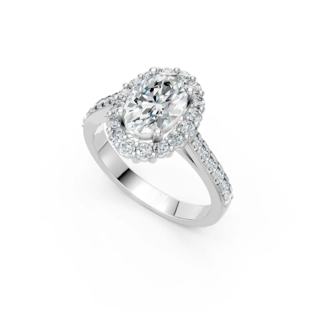 HaloGrace Oval Diamond Ring White Gold
