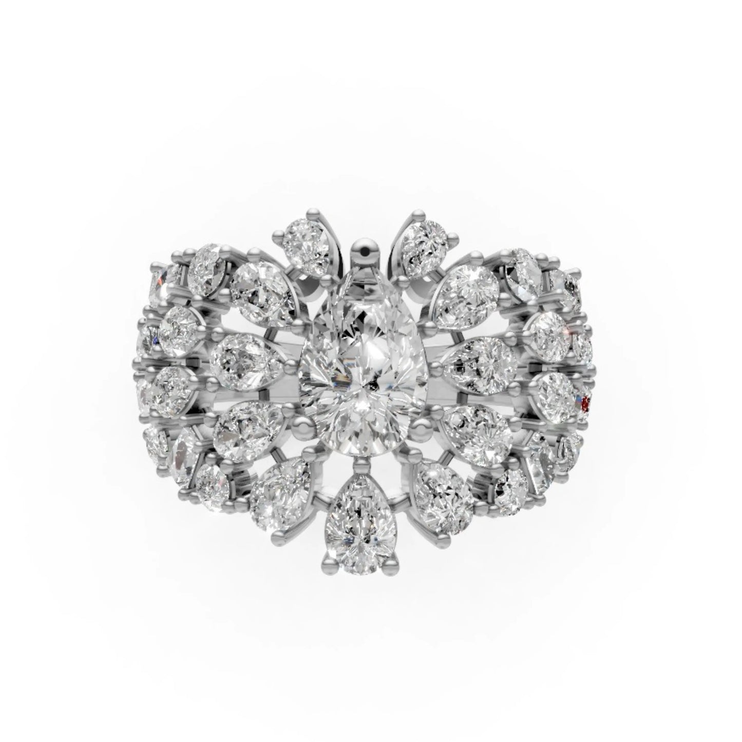 Couture Tiered Diamond Cluster Ring White Gold