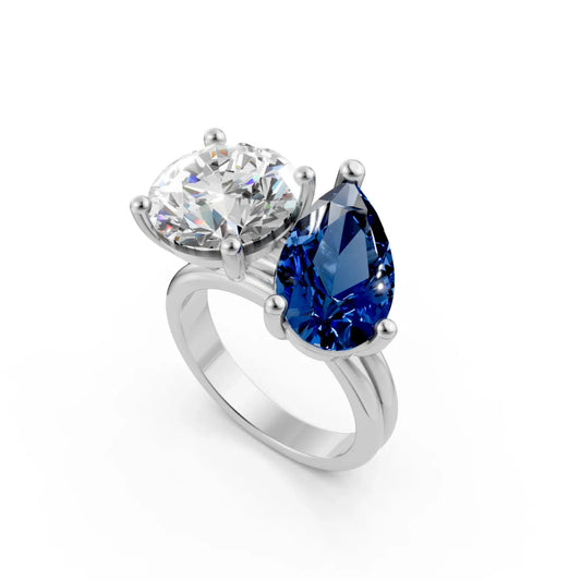 BlueWhisper Two-Stone Diamond Ring White Gold