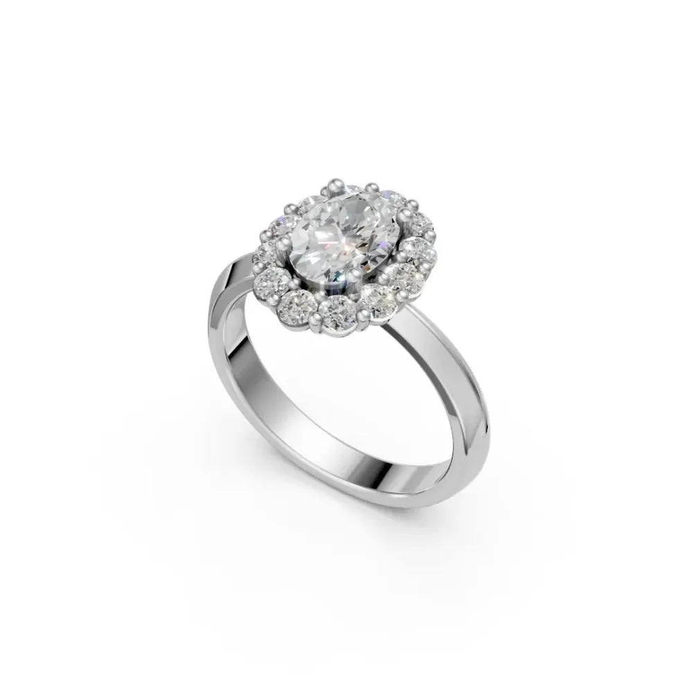 Oval Radiance Halo Ring White Gold