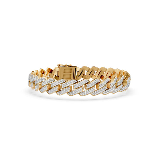 Cuban Link Lab-Grown Diamond Bracelet Yellow Gold