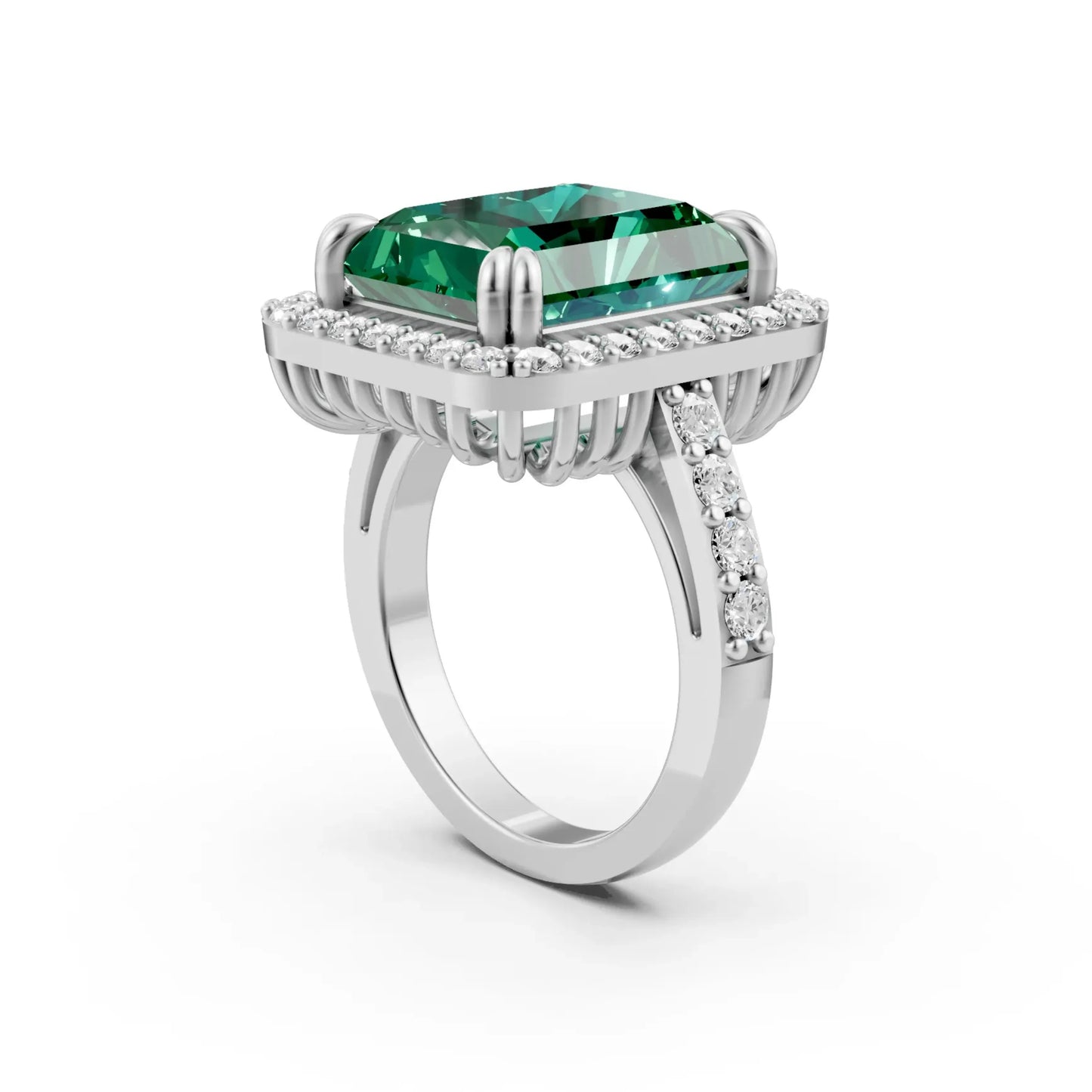 Cushion Halo Statement Ring White Gold